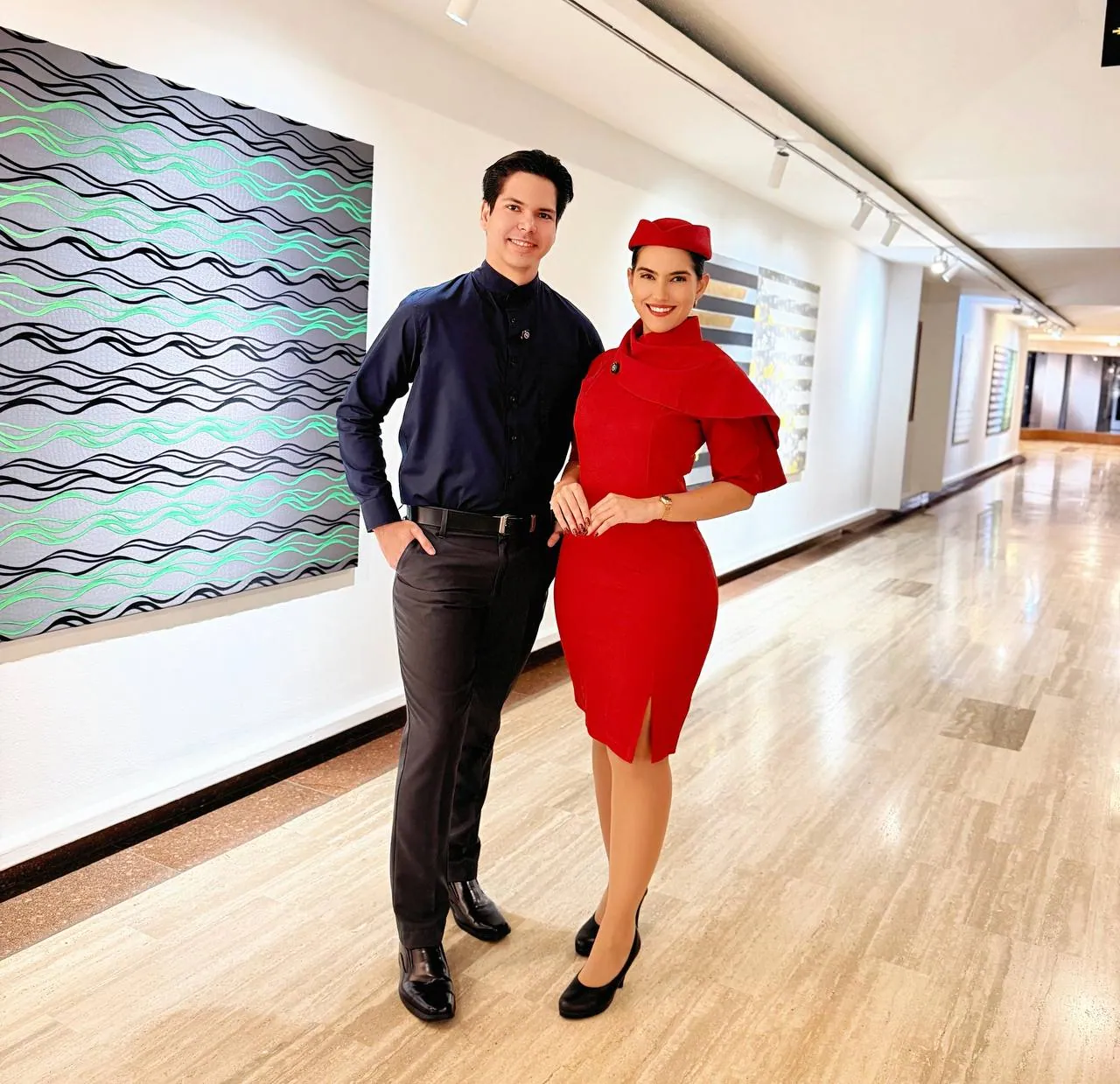 360ATC flight attendant and flight dispatcher in uniform