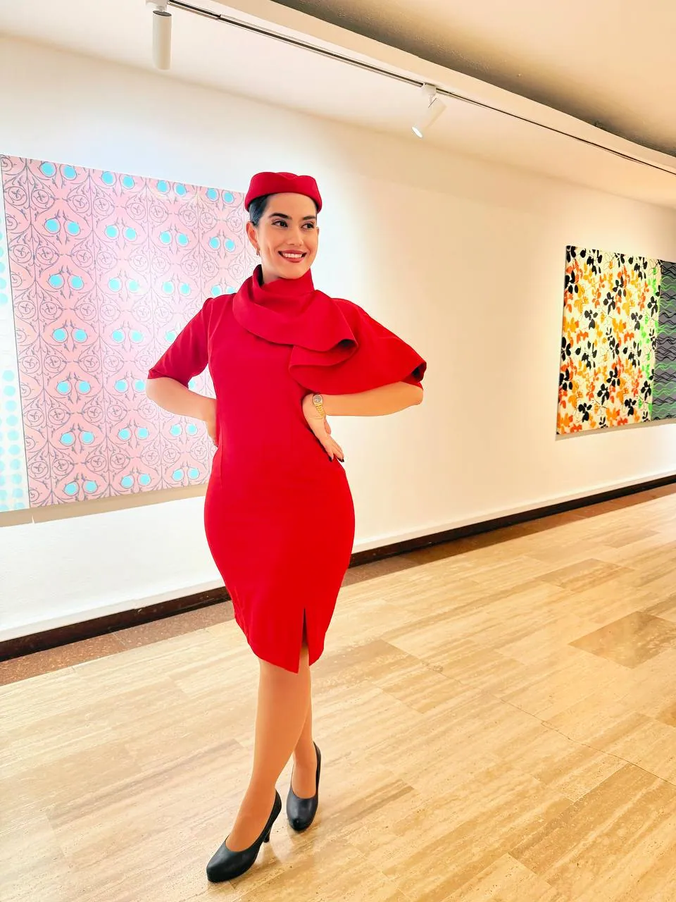 Flight attendant student in the 360ATC uniform at the campus