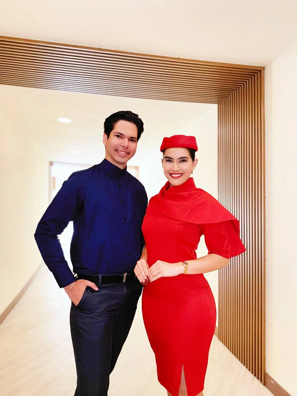 CIA students wearing the formal flight attendant uniform